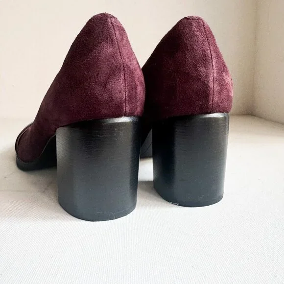 Clarks Artisan Burgundy Purple Stacked Heel Heels 9.5 - Picture 5 of 11